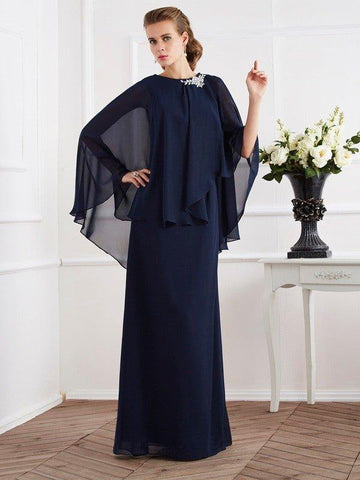 A-Linie/Princess-Linie Stehkragen Ärmellos Lang Chiffon Brautmutterkleider