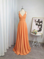 A-Line/Princess Jersey Ruched V-neck Sleeveless Floor-Length Bridesmaid Dresses