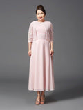 A-Linie/Princess-Linie Juwel-Ausschnitt Spitze Ärmellos Lange Chiffon Brautmutterkleider