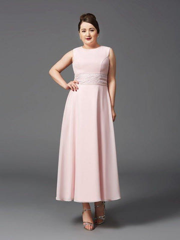 A-Linie/Princess-Linie Juwel-Ausschnitt Spitze Ärmellos Lange Chiffon Brautmutterkleider