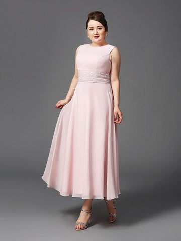 A-Linie/Princess-Linie Juwel-Ausschnitt Spitze Ärmellos Lange Chiffon Brautmutterkleider