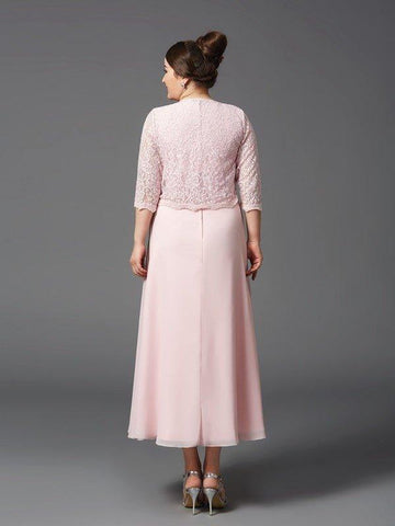 A-Linie/Princess-Linie Juwel-Ausschnitt Spitze Ärmellos Lange Chiffon Brautmutterkleider