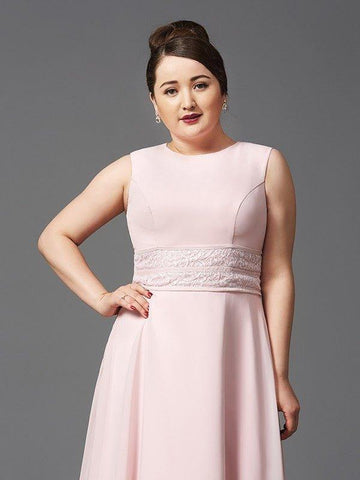 A-Linie/Princess-Linie Juwel-Ausschnitt Spitze Ärmellos Lange Chiffon Brautmutterkleider