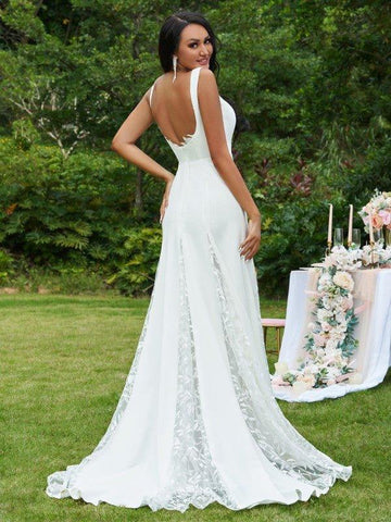 A-Linie/Princess-Linie Spitze Rüschen Träger Ärmellos Sweep/Pinsel zug Brautkleider