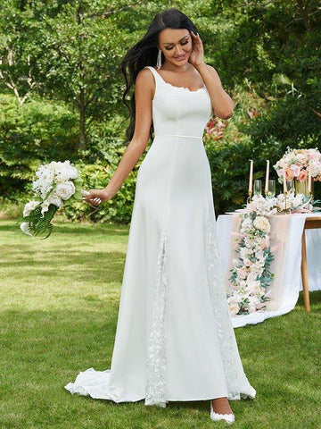 A-Linie/Princess-Linie Spitze Rüschen Träger Ärmellos Sweep/Pinsel zug Brautkleider
