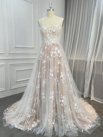 A-Linie/Princess-Linie Spitze Rüschen Herzausschnitt Ärmellos Sweep/Pinsel zug Brautkleider