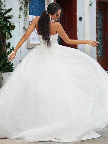 A-Linie/Princess-Linie Spitze Rüschen Herzausschnitt Ärmellos Sweep/Pinsel zug Brautkleider