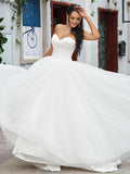 A-Line/Principessa Pizzi Volant Scollatura a Cuore Senza Maniche Strascico Spazzolato Abiti da Sposa