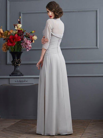 A-Linie/Princess-Linie One-Shoulder-Träger Ärmellos Perlen verziert Lange Chiffon Brautmutterkleider