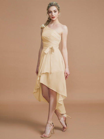 A-Linie/Princess-Linie One-Shoulder-Träger Ärmellos Lagen Asymmetrisch Chiffon Brautjungfernkleider