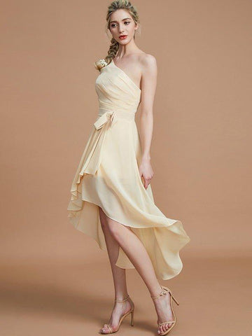 A-Linie/Princess-Linie One-Shoulder-Träger Ärmellos Lagen Asymmetrisch Chiffon Brautjungfernkleider