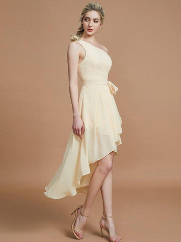 A-Linie/Princess-Linie One-Shoulder-Träger Ärmellos Lagen Asymmetrisch Chiffon Brautjungfernkleider