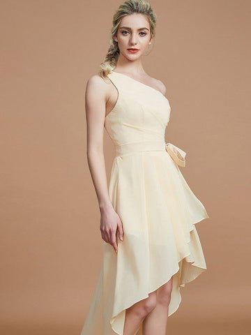 A-Linie/Princess-Linie One-Shoulder-Träger Ärmellos Lagen Asymmetrisch Chiffon Brautjungfernkleider