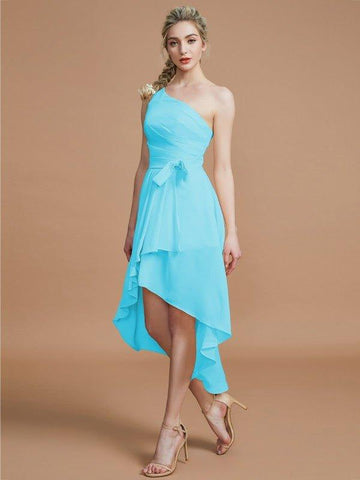 A-Linie/Princess-Linie One-Shoulder-Träger Ärmellos Lagen Asymmetrisch Chiffon Brautjungfernkleider