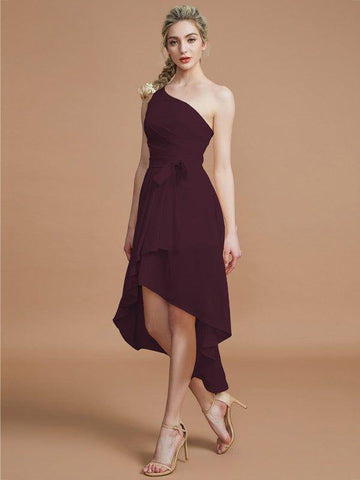 A-Linie/Princess-Linie One-Shoulder-Träger Ärmellos Lagen Asymmetrisch Chiffon Brautjungfernkleider