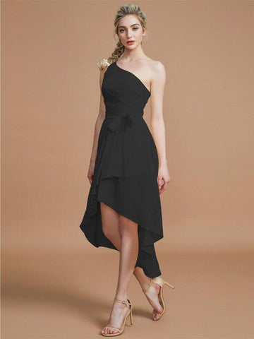 A-Linie/Princess-Linie One-Shoulder-Träger Ärmellos Lagen Asymmetrisch Chiffon Brautjungfernkleider