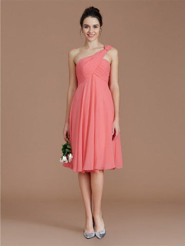A-Linie/Princess-Linie One-Shoulder-Träger Ärmellos Rüschen Kurz/Mini Chiffon Brautjungfernkleider