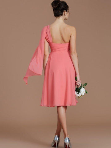A-Linie/Princess-Linie One-Shoulder-Träger Ärmellos Rüschen Kurz/Mini Chiffon Brautjungfernkleider