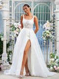 A-Line/Principessa Organza Laccetti Senza Maniche Coda a Spazzola Abiti da Sposa