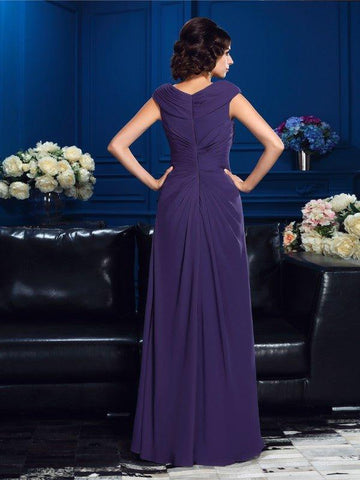 A-Linie/Princess-Linie Falten Ärmellos Lange Chiffon Brautmutterkleider