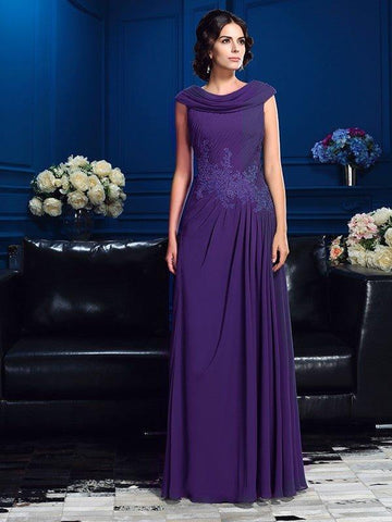 A-Linie/Princess-Linie Falten Ärmellos Lange Chiffon Brautmutterkleider