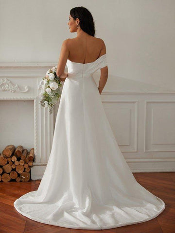 A-Linie/Princess-Linie Rüschen One-Shoulder-Träger Ärmellos Sweep/Pinsel zug Brautkleider