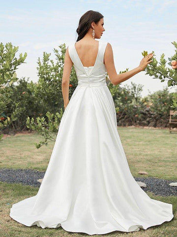 A-Linie/Princess-Linie Satin Rüschen Schulterfrei Ärmellos Sweep/Pinsel zug Brautkleider
