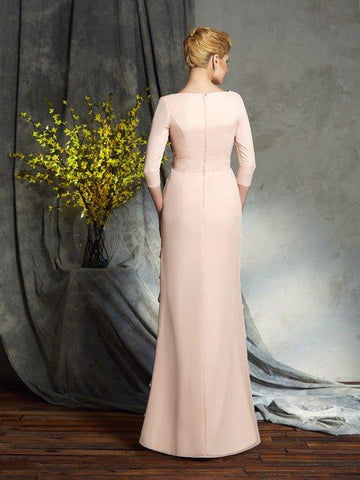 A-Linie/Princess-Linie U-Ausschnitt Applikationen 3/4 Ärmel Lang Chiffon Brautmutterkleider