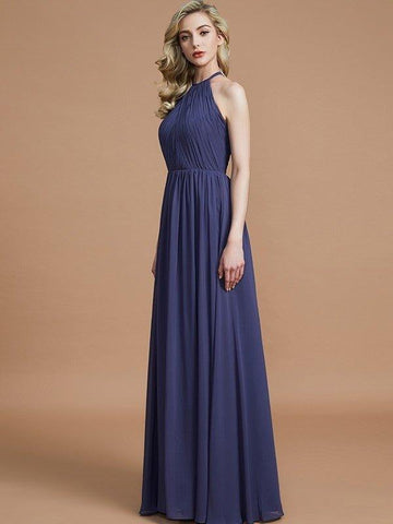 A-Linie/Princess-Linie U-Ausschnitt Chiffon Ärmellos Bodenlang Brautjungfernkleider