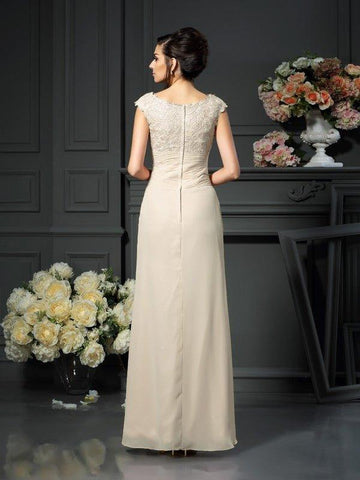 A-Linie/Princess-Linie U-Ausschnitt Spitze Ärmellos Lange Chiffon Brautmutterkleider