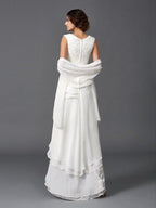 A-Line/Princess Scoop Lace Sleeveless Long Chiffon Mother of the Bride Dresses