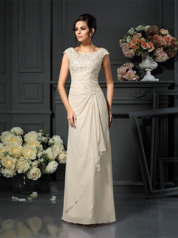 A-Linie/Princess-Linie U-Ausschnitt Spitze Ärmellos Lange Chiffon Brautmutterkleider