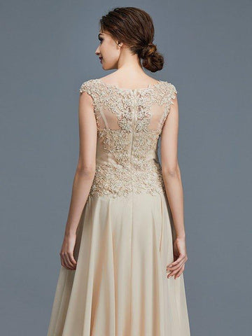 A-Linie/Princess-Linie U-Ausschnitt Ärmellos Rüschen Chiffon Bodenlang Kleider für die Brautmutter