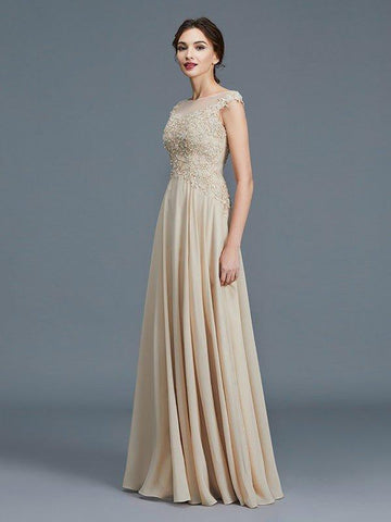 A-Linie/Princess-Linie U-Ausschnitt Ärmellos Rüschen Chiffon Bodenlang Kleider für die Brautmutter