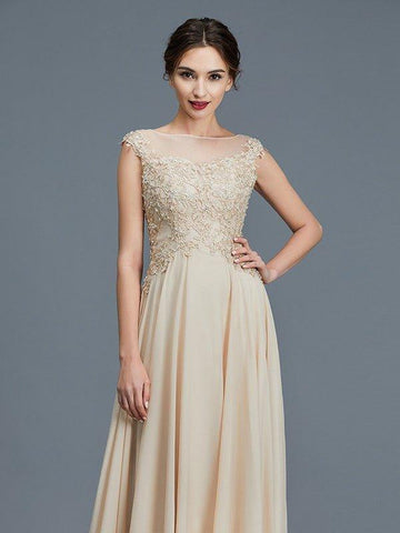 A-Linie/Princess-Linie U-Ausschnitt Ärmellos Rüschen Chiffon Bodenlang Kleider für die Brautmutter