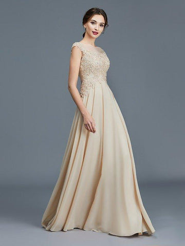 A-Linie/Princess-Linie U-Ausschnitt Ärmellos Rüschen Chiffon Bodenlang Kleider für die Brautmutter
