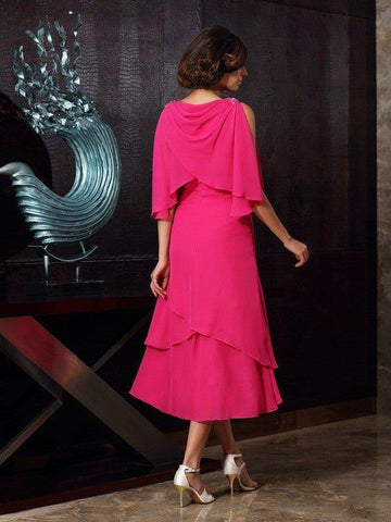 A-Linie/Princess-Linie U-Ausschnitt Ärmellos Kurz Chiffon Brautmutterkleider