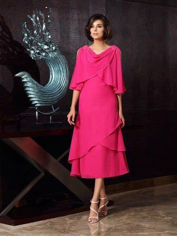 A-Linie/Princess-Linie U-Ausschnitt Ärmellos Kurz Chiffon Brautmutterkleider