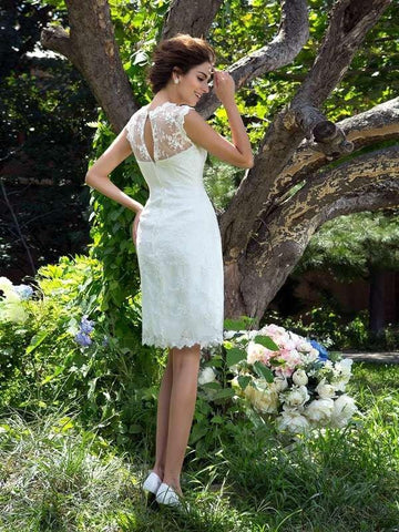 A-Linie/Princess-Linie Reiner Hals Applikationen Ärmellos Kurz Satin Brautkleider