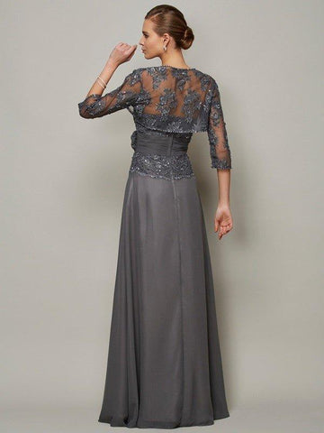 A-Linie/Princess-Linie Ärmellos Applikationen Herzausschnitt Lange Chiffon Brautmutterkleider