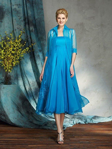 A-Linie/Princess-Linie Trägerlos Applikation Ärmellos Kurz Organza Brautmutterkleider