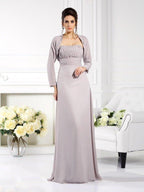 A-Line/Princess Strapless Beading Sleeveless Long Chiffon Mother of the Bride Dresses