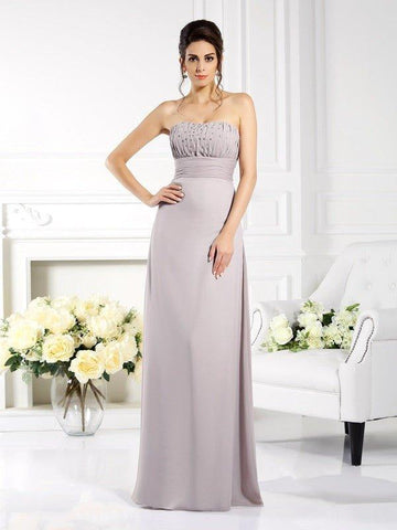 A-Linie/Princess-Linie Trägerlos Perlen verziert Ärmellos Lange Chiffon Brautmutterkleider