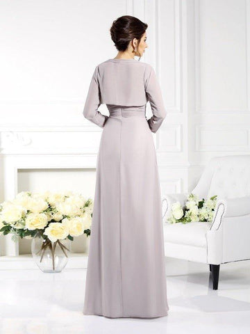 A-Linie/Princess-Linie Trägerlos Perlen verziert Ärmellos Lange Chiffon Brautmutterkleider