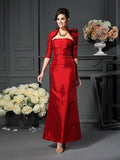 Robe de mariée pour la mère de la mariée en taffetas longue sans manches, sans bretelles, à ligne A/princesse, à fleurs faites main