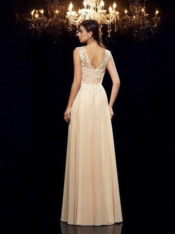 A-Linie/Princess-Linie Träger Applikationen Ärmellos Lange Chiffon Brautmutterkleider