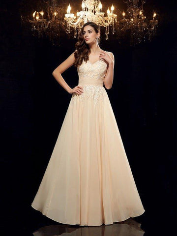 A-Linie/Princess-Linie Träger Applikationen Ärmellos Lange Chiffon Brautmutterkleider
