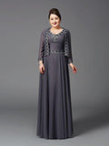 A-Linie/Princess-Linie Träger Spitze Ärmellos Lange Chiffon Brautmutterkleider