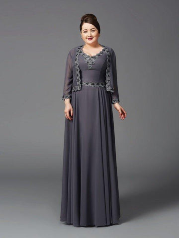A-Linie/Princess-Linie Träger Spitze Ärmellos Lange Chiffon Brautmutterkleider