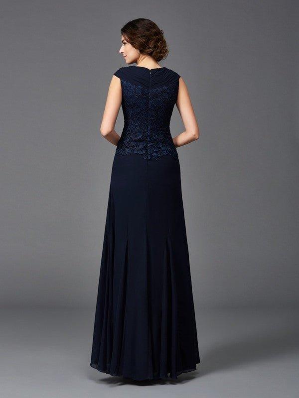 A-Line/Princess Straps Lace Sleeveless Long Chiffon Mother of the Bride Dresses